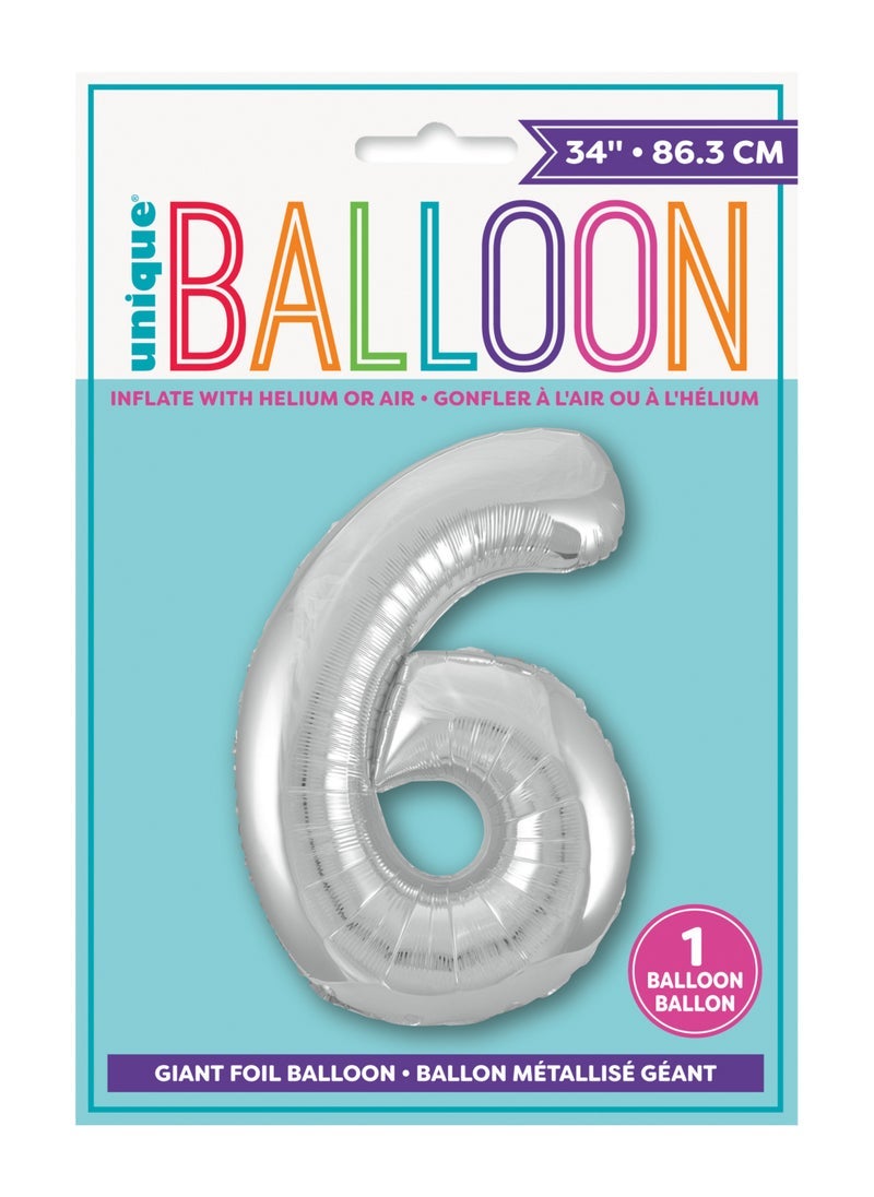 يونيك 34 "رقائق فضية رقم 6 بالون - Image 2
