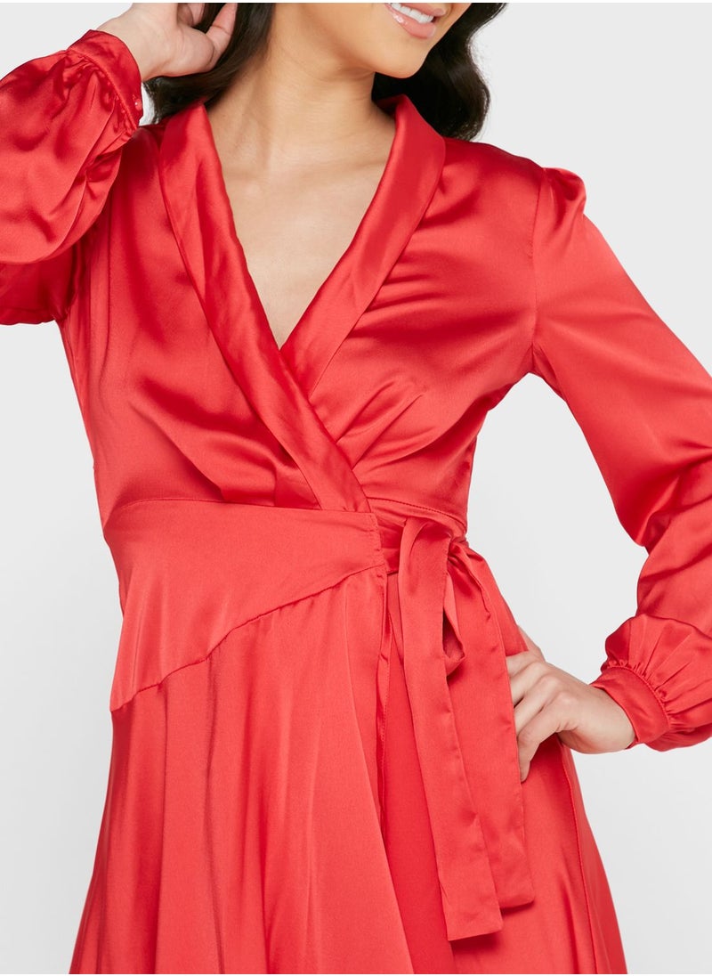 boohoo Belted Ruffle Detail Skater Dress  - Image 3