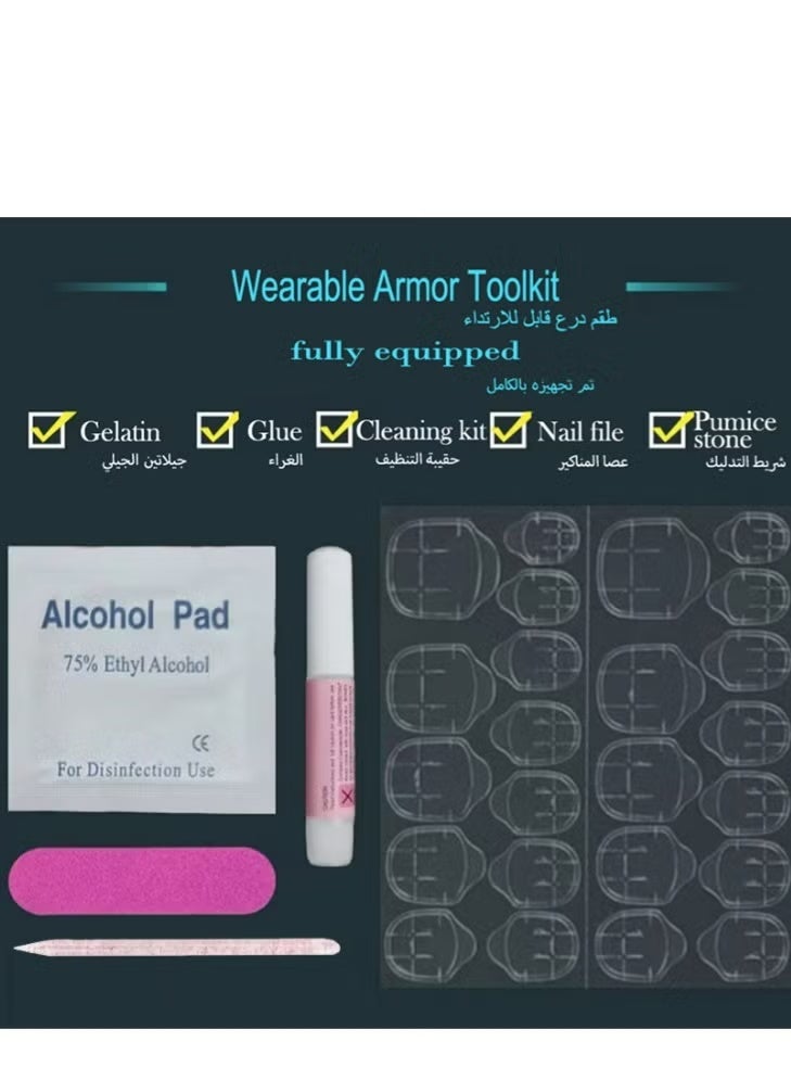 جيكومو اضغط على الأظافر ، 24 قطعة ، أظافر مانيكير فرنسية وردية بسيطة ، مزينة بأظافر Rhinestones.Acrylic مع طقم الغراء. - Image 4