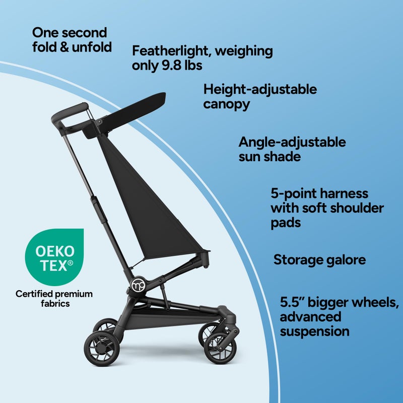 Mompush Jeto Lightweight Travel Stroller â€“ 9.8 lbs Ultra-Compact, One-Hand Fold, Airplane Cabin Approved, All-Terrain Wheels, Smooth Ride for Toddlers, Perfect for Travel & Daily Use - Image 5