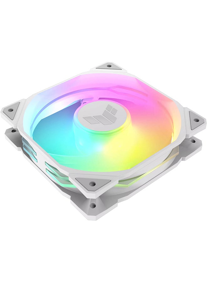 ASUS TUF Gaming TR120 ARGB Fan | 3.3mm H2O, 120mm Fans, 28mm Frame, Up to 2000 rpm Fan Speed, 77.4 CFM Airflow, Aura Sync Compatiblity, PWM Control, Single Pack White - Image 2