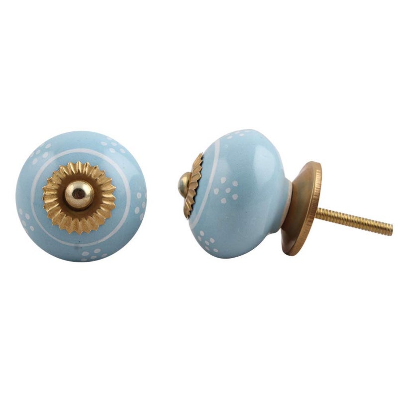 Indian-Shelf IndianShelf 8 Piece Turquoise Knobs Ceramic Door Knobs for Wardrobe Floral Handles Cabinet 381 cm Door Pulls  - Image 1