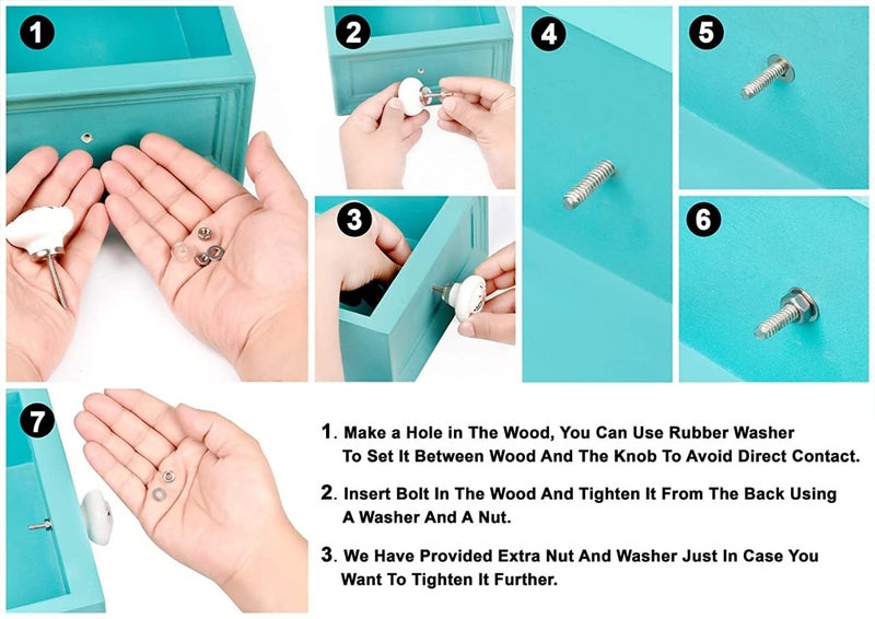 Indian-Shelf IndianShelf 8 Piece Turquoise Knobs Ceramic Door Knobs for Wardrobe Floral Handles Cabinet 381 cm Door Pulls  - Image 3