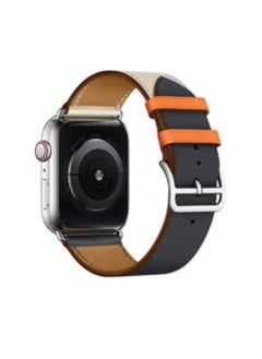 Replacement Strap Swift Leather Single Tour Band For Apple Watch 44mm Blue/White/Orange