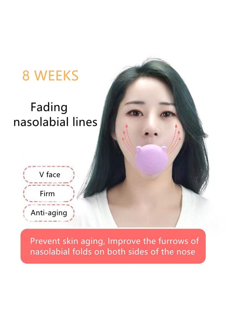 KASTWAVE أداة تمارين تشكيل الوجه والرقبة، أداة تمارين عضلات الفم للتخلص من طيات الأنف والفم، شد بشرة الوجه، التخلص من الذقن المزدوج (دب وردي) - Image 2