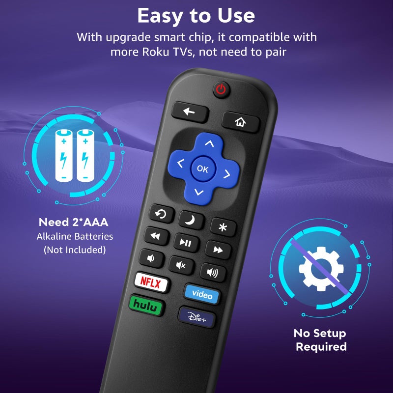 Angrox for Roku-TV-Remote-Replacement,Universal Control for TCL,ONN, Hisense Roku TVs(This Does not Work with Roku Box, Stick, Express or Player) - Image 5