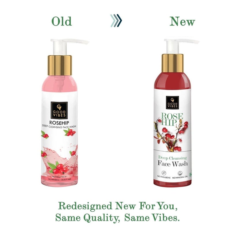 Good Vibes Rosehip Deep Cleansing Face Wash 120 ml Naturally Controls Excess Sebum Acne Moisturizing Skin Softening Formula for All Skin Types No Parabens Mineral Oil - Image 2