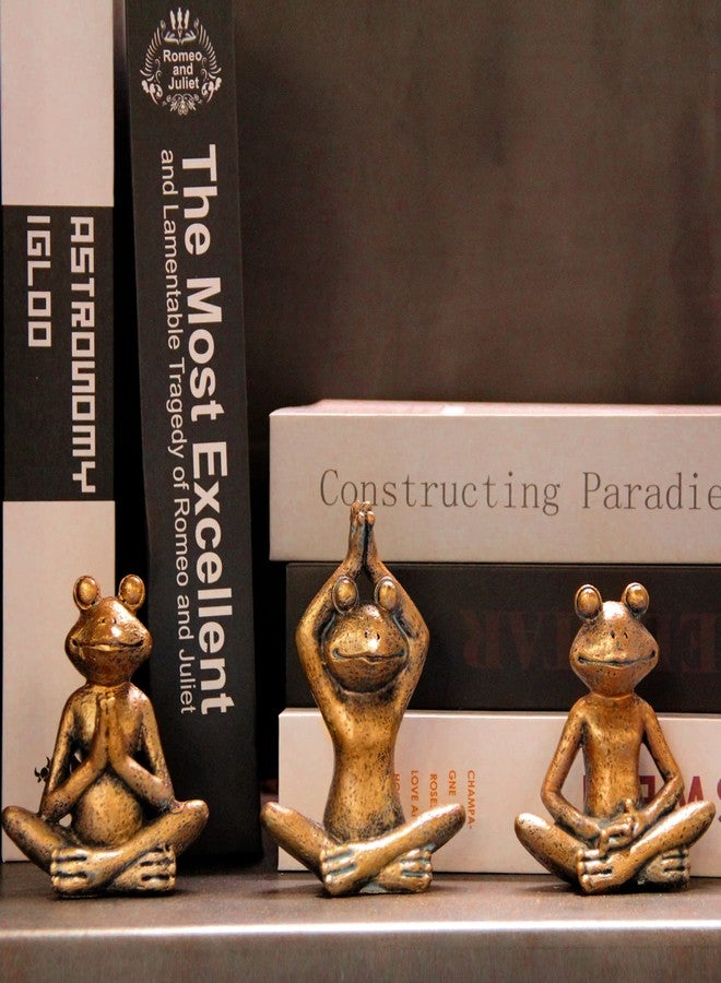 Smadeer Bronze Frog Figurines, 3-Piece Yoga Decor Set, Antique Bronze Color, Handmade Home Decoration - Image 4