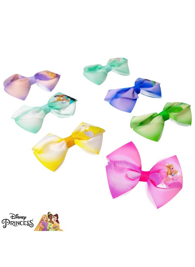 Luv Her - Disney Princess Girls Hair Accessories Gift Set Kids Hair Bows 7 Pcs 4 Inch Bundle Different Princess On Each Clip Alligator Clip Ages 3+ - Image 1