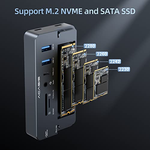 Acasis USB C Laptop Docking Station HDMI 4K60Hz with Nvme Enclosure, ACASIS 10-in-1 USB C Hub Multiport Adapter with HDMI, PD, Ethernet, SD/TF, 10G USB C/A Ports, Audio, Works for Mac/Dell/HP/Surface - Image 4
