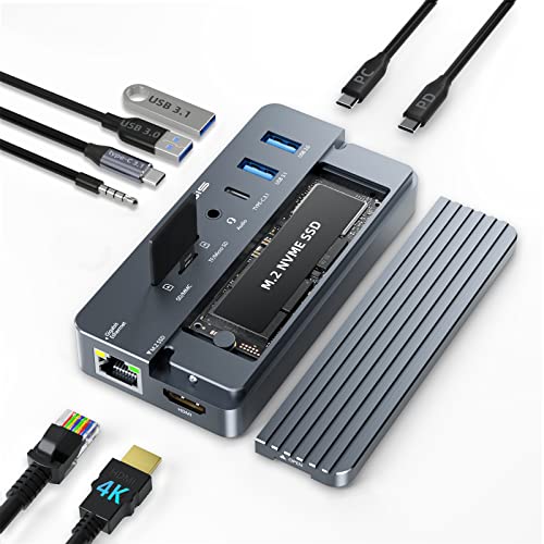 Acasis USB C Laptop Docking Station HDMI 4K60Hz with Nvme Enclosure, ACASIS 10-in-1 USB C Hub Multiport Adapter with HDMI, PD, Ethernet, SD/TF, 10G USB C/A Ports, Audio, Works for Mac/Dell/HP/Surface - Image 1