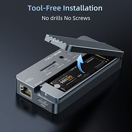 Acasis USB C Laptop Docking Station HDMI 4K60Hz with Nvme Enclosure, ACASIS 10-in-1 USB C Hub Multiport Adapter with HDMI, PD, Ethernet, SD/TF, 10G USB C/A Ports, Audio, Works for Mac/Dell/HP/Surface - Image 5