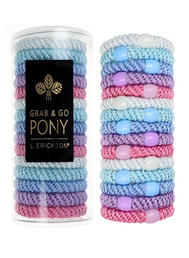 L. Erickson Pastel Hair Ties for Thick Hair, Grab & Go Pony Tube, 15 Pack, Pastel, Thick No-Crease Bands with Strong Hold, Damage-Free Design, Soft Spring Colors | L. Erickson - Image 1