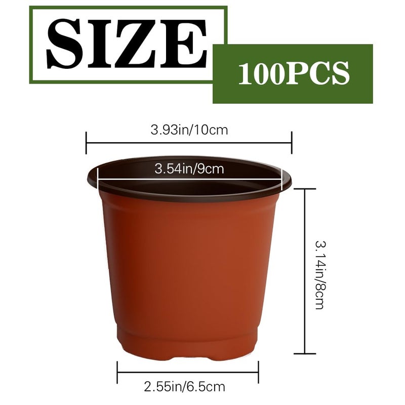 Cidenbio Nursery Pots 100 PCS 4 Inch Plant Pots with 100 Labels, Planting Pot for Plants Indoor Outdoor, Plastic Flower Pot for Seedlings Transplanting Small Plants Growing - Image 2