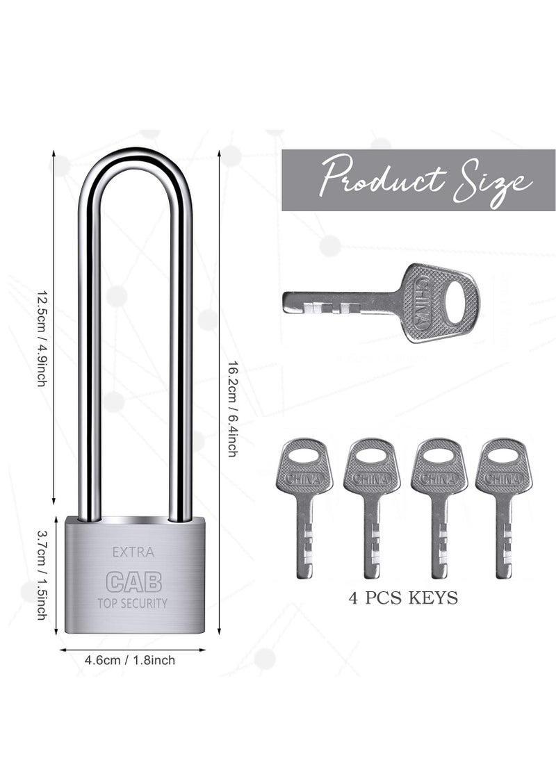 Y&D Lengthened Padlock with 4 Keys, 6.4 Inch Long Shackle Heavy Duty Lock Waterproof High Security Outdoor for Warehouses Container Doors Garage Shed  - Image 4
