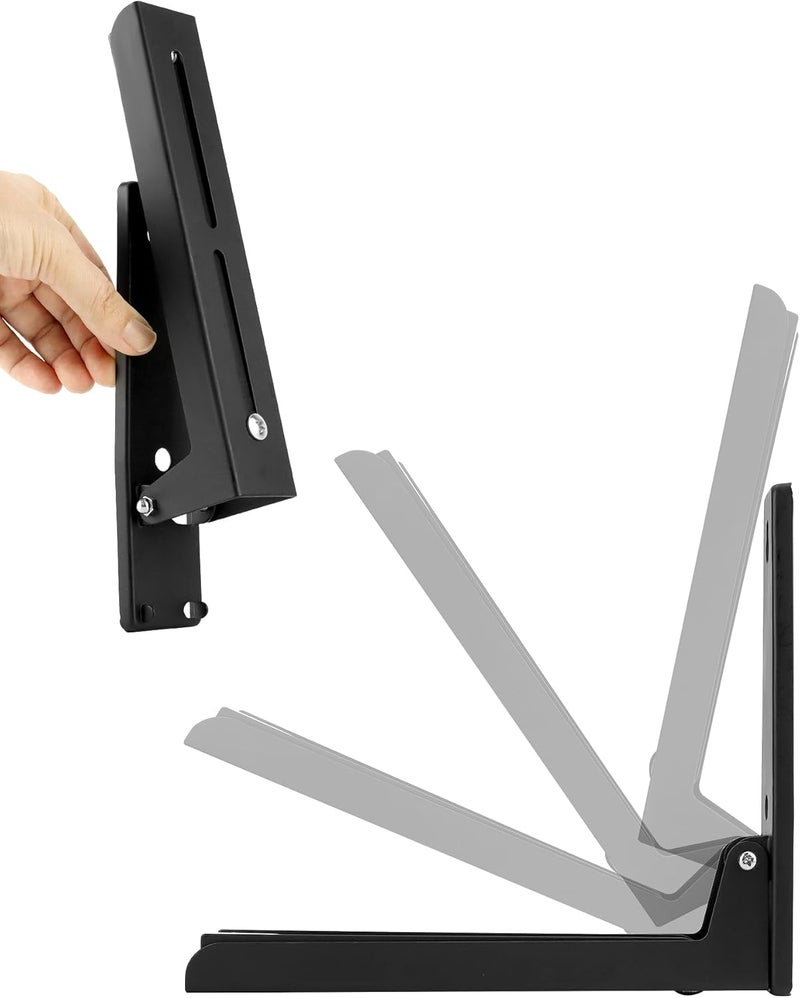 QWORK 2 x Microwave Wall Bracket with Telescopic Arms 230-400 mm, Black, for Most Microwave Ovens, Includes Mounting Material - Image 2
