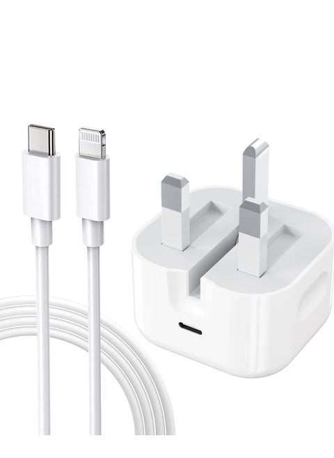 20W USB C Fast Wall Charger with USB C to Lightning Cable Compatible with iPhone 14/14 Pro/14 Pro Max/13/12/SE2020/11/XR/XS Max/X/iPad
