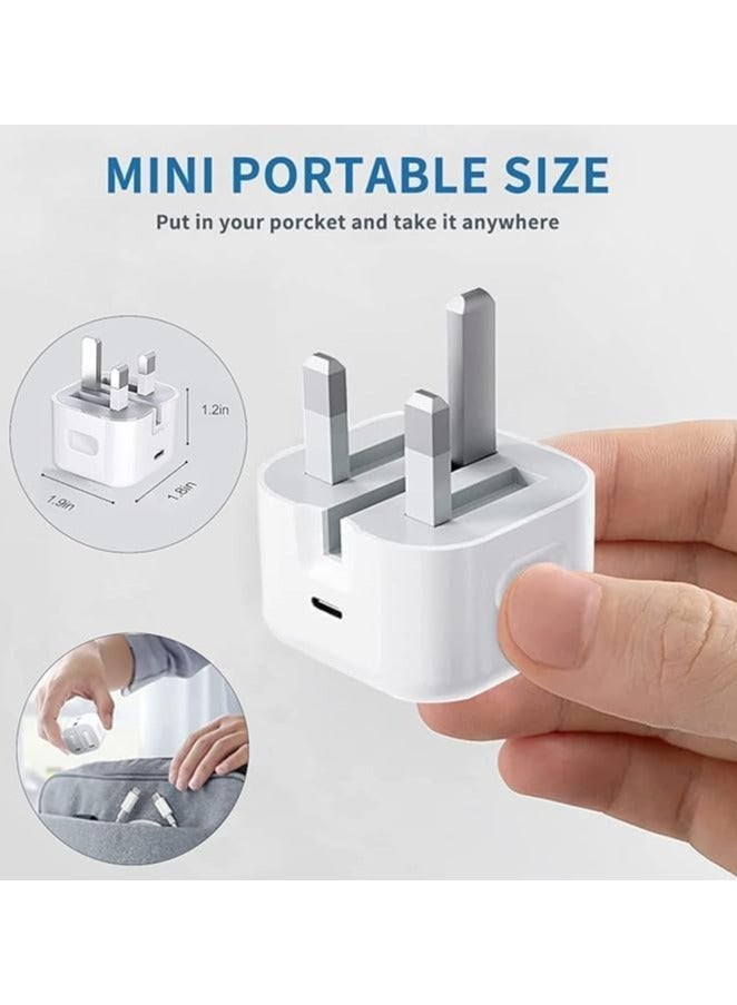 ACLIX Fast Charger for iPhone 14 13 12 Pro Max, 20W USB-C Power Adapter with 1m Lightning Cable, UK Plug Rapid Charging Block for iPhone and iPad - White - Image 2