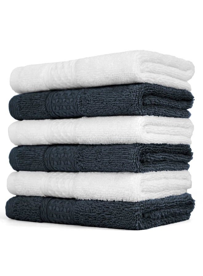 Cleanbear Extra Soft Wash Cloths Washcloths Set 6-Pack 13 x 13 Inches, Highly Absorbent Facecloths (Dark Gray & White) - Image 1