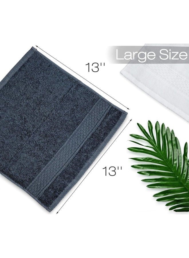Cleanbear Extra Soft Wash Cloths Washcloths Set 6-Pack 13 x 13 Inches, Highly Absorbent Facecloths (Dark Gray & White) - Image 4
