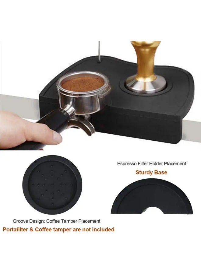 Espresso Tamper Mat, Food Safe Silicone Coffee Tamp Mat Anti-Slip, Corner Tamping Pad Non-Slippery Soft Odorless Holder Pad Black - Image 2