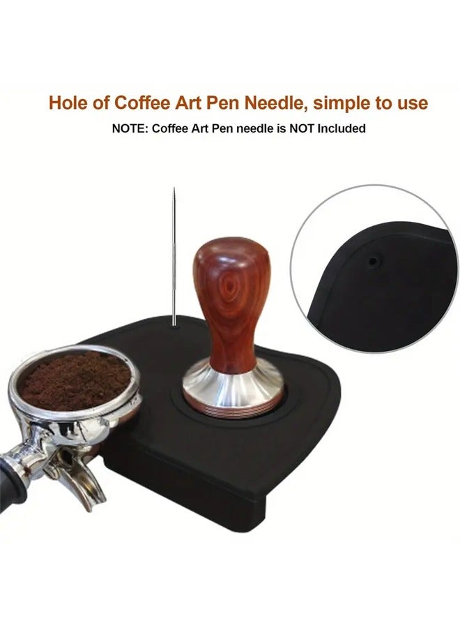 Espresso Tamper Mat, Food Safe Silicone Coffee Tamp Mat Anti-Slip, Corner Tamping Pad Non-Slippery Soft Odorless Holder Pad Black - Image 5