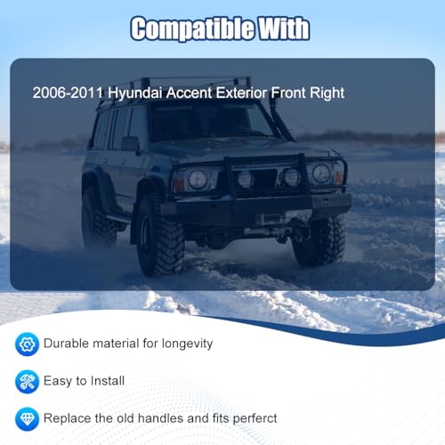 NPAUTO Front Front Right Passenger Side Exterior Door Handle Replacement for Hyundai Accent 2006 2007 2008 2009 2010 2011, Black, 80699 826601E050 - Image 3