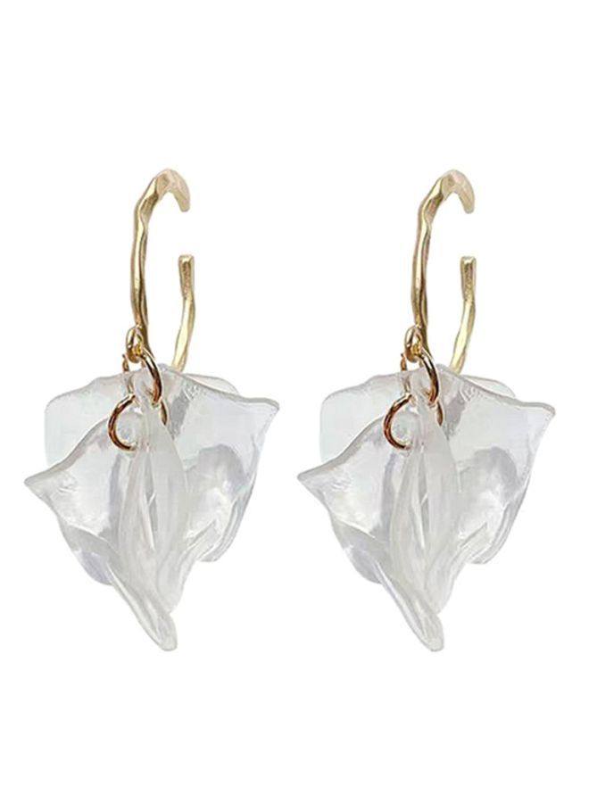 NIBEMINENT 925 Sterling Silver Petal Shape Resin Earrings