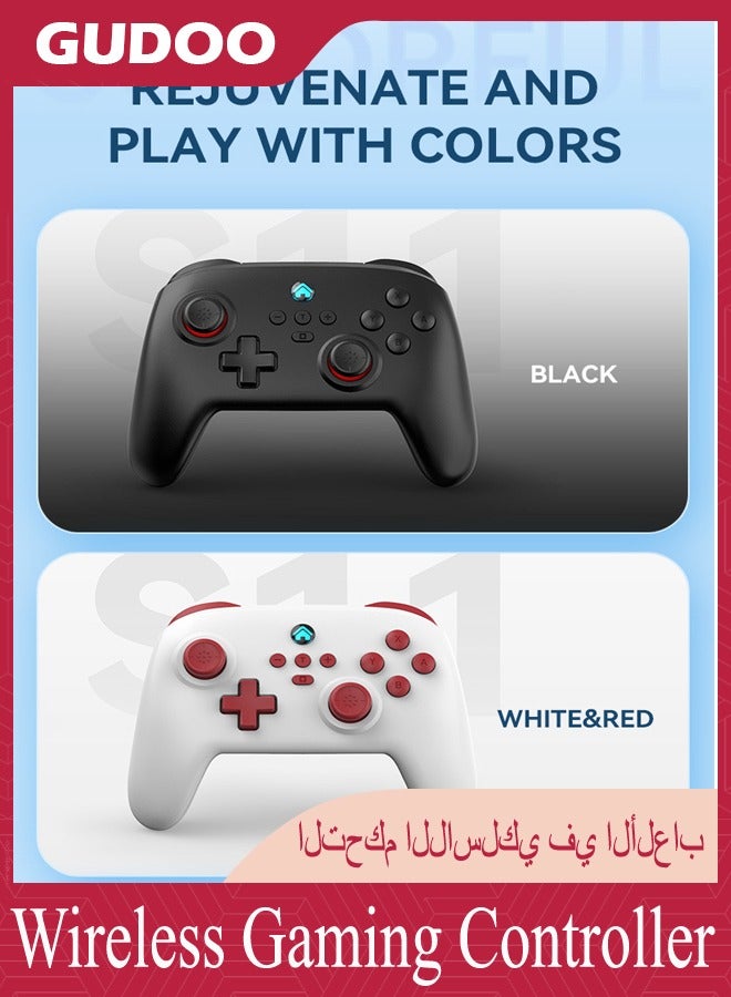 وحدة تحكم ألعاب لاسلكية 2.4G مع محرك اهتزاز مزدوج، عصا التحكم ولوحة ألعاب بأربعة أزرار قابلة للتخصيص، وحدة تحكم مزودة بقاعدة شحن متوافقة مع أجهزة الكمبيوتر الشخصي وأندرويد وستيم ديك وأبل. - Image 3