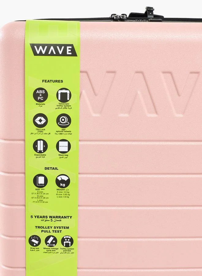 Wave PINK Textured Hardcase Luggage Trolley With Retractable Handle - 28 Inches Check-In Bag for Women | Best Price UAE