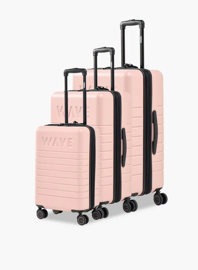 Wave PINK Textured Hardcase Luggage Trolley With Retractable Handle - 28 Inches Check-In Bag for Women | Best Price UAE