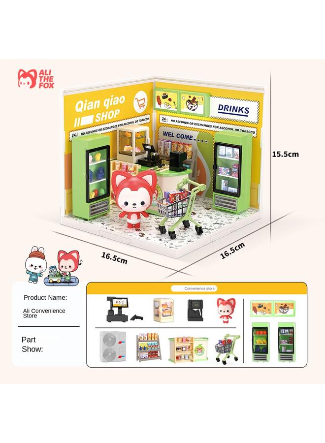 Bluejw Ali Series Building Blocks Store Convenience Store Milk Tea Shop Diy Handmade Assembled Cabin Children's Day Gift - Image 1