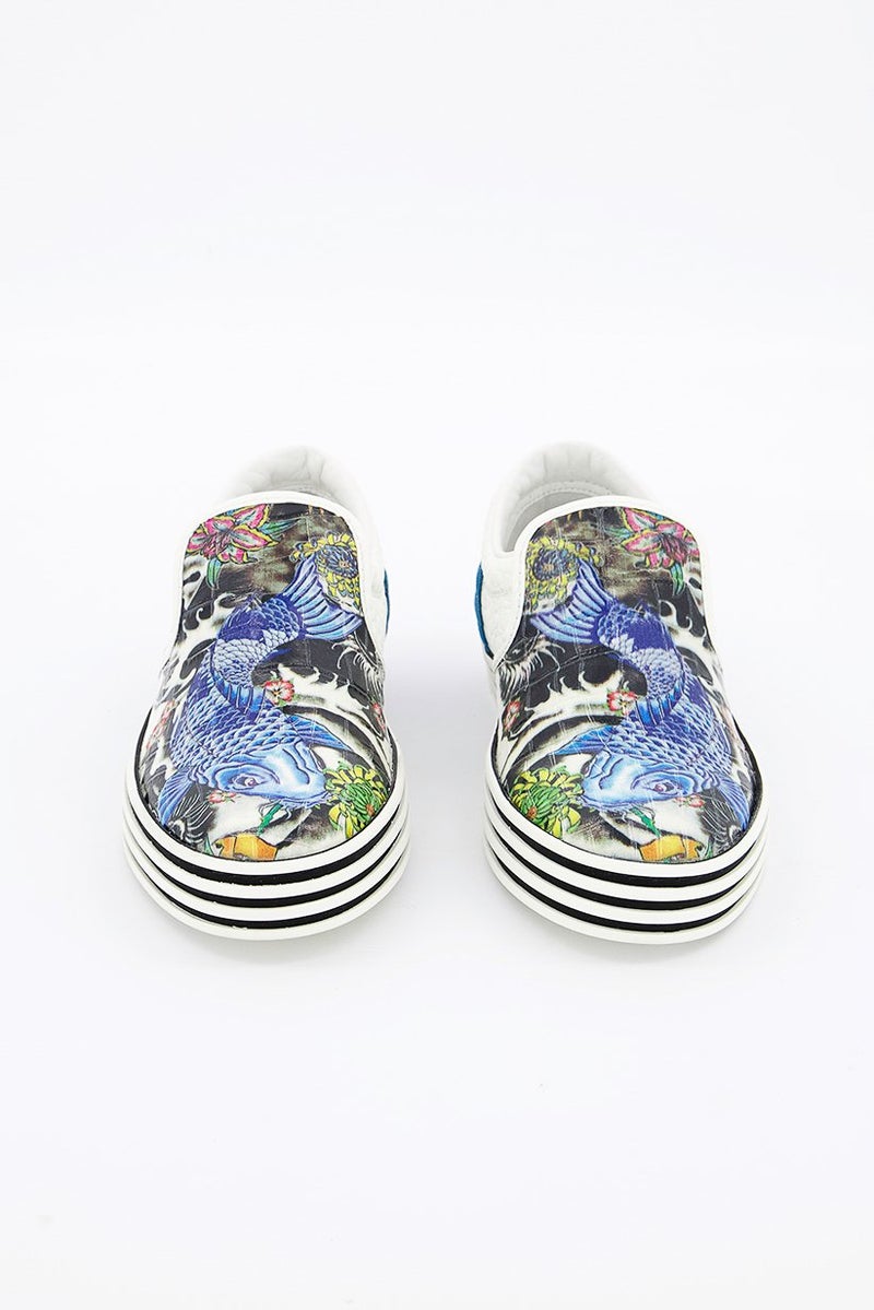 Hogan Women Textured Slip On Casual Shoes, White Combo - Image 3