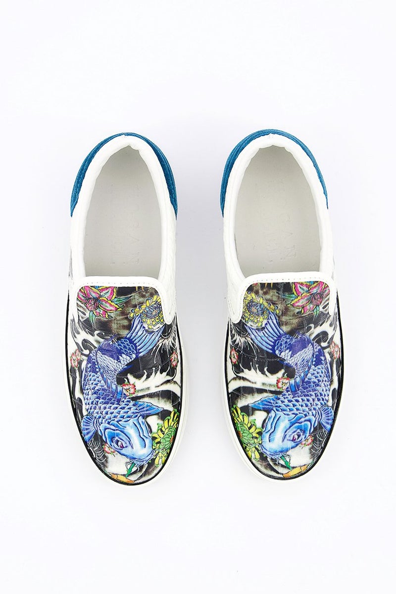 Hogan Women Textured Slip On Casual Shoes, White Combo - Image 2