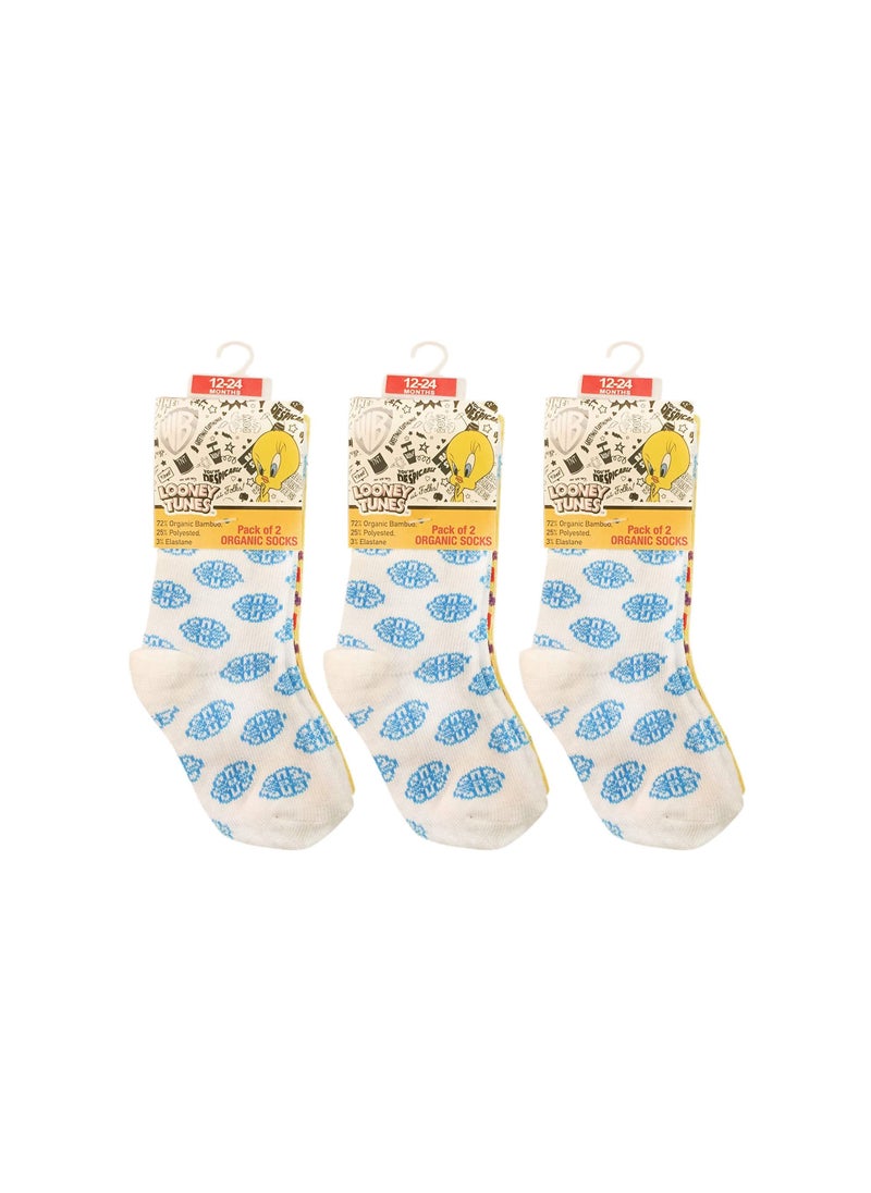 Warner Bros - Warner Bros Tweety Sock, Printed, 12 - 24 Months, Set of 6 - Image 1