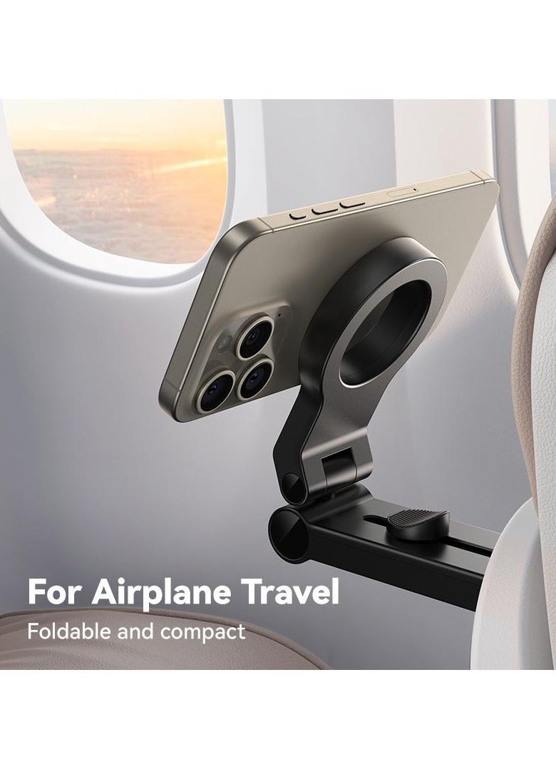 Magnetic Airplane Phone Holder – Travel Essentials | 360° Rotatable, Hands-Free Desk & Car Mount for iPhone 16 Pro Max & Smartphones | Secure & Convenient Mount for Travel, Driving & Work | Universal Fit