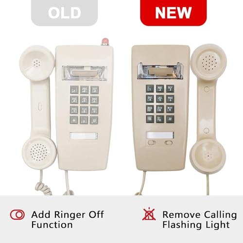 Sangyn Retro Wall Phones for Landline with Loud Mechanical Ringer Vintage Wall Mount Phone with Volume Adjustable Old Fashioned Corded Landline Telephone for Home School Hotel Office, Beige - Image 3