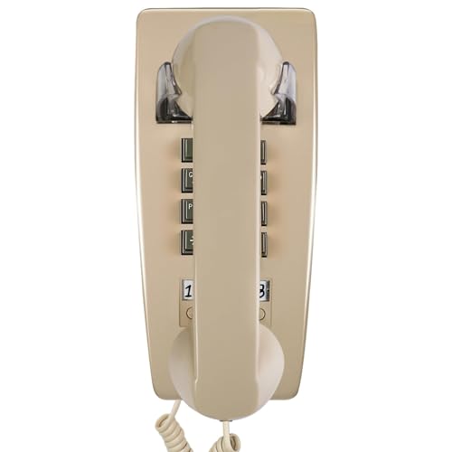 Sangyn Retro Wall Phones for Landline with Loud Mechanical Ringer Vintage Wall Mount Phone with Volume Adjustable Old Fashioned Corded Landline Telephone for Home School Hotel Office, Beige - Image 1