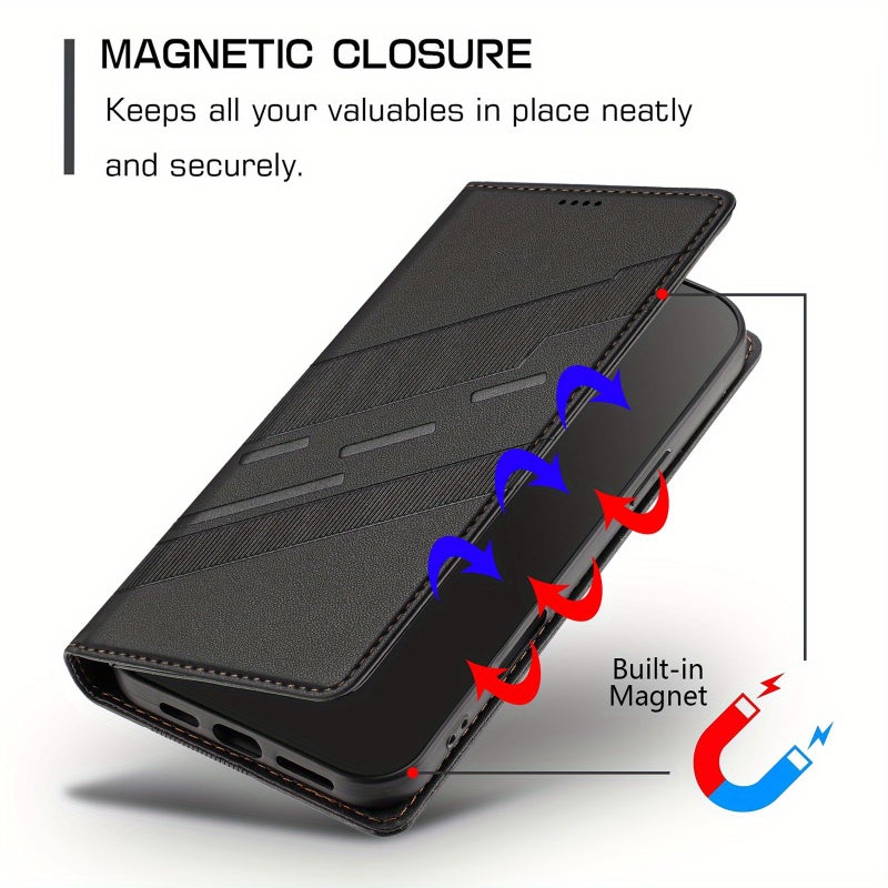Dark Blue Luxury Wallet Magnetic Flip Phone Case With Card Slot Kickstand For Xiaomi 15 Ultra - Image 3