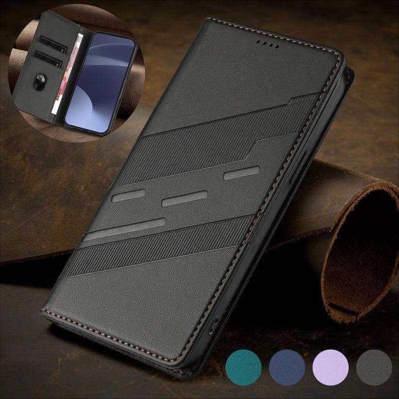 Dark Blue Luxury Wallet Magnetic Flip Phone Case With Card Slot Kickstand For Xiaomi 15 Ultra - Image 1