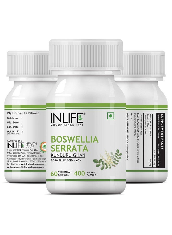 INLIFE Boswellia Serrata Extract (Boswellic Acids > 65%) Joint Supplement, 400 mg - 60 Vegetarian Capsules (Pack of 1, 60) - Image 5