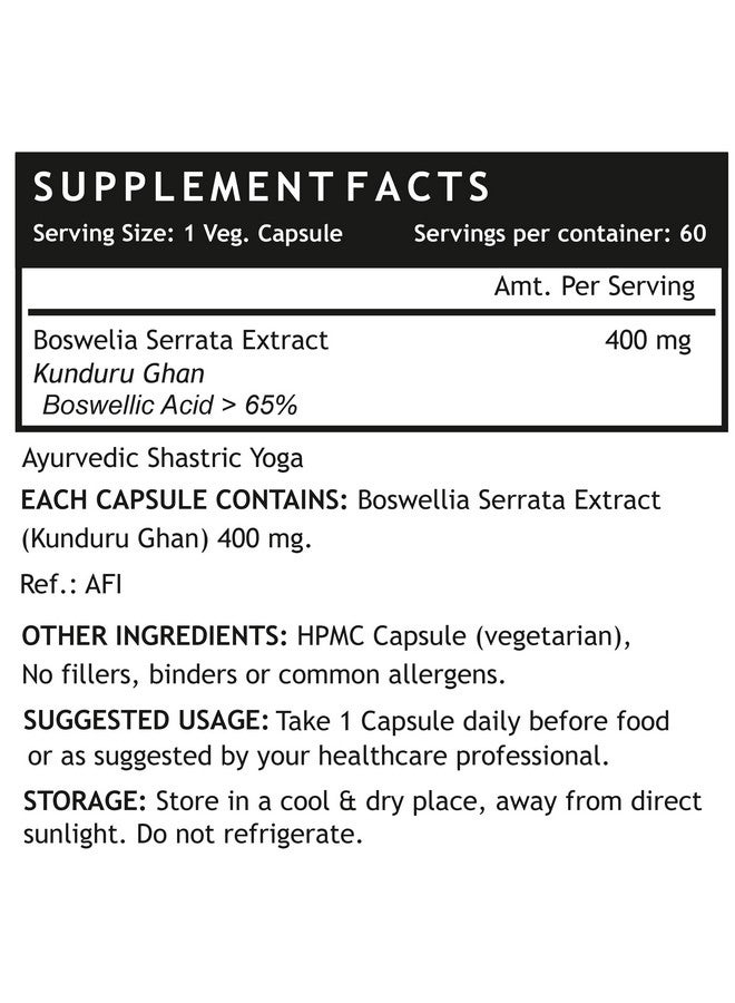 INLIFE Boswellia Serrata Extract (Boswellic Acids > 65%) Joint Supplement, 400 mg - 60 Vegetarian Capsules (Pack of 1, 60) - Image 2