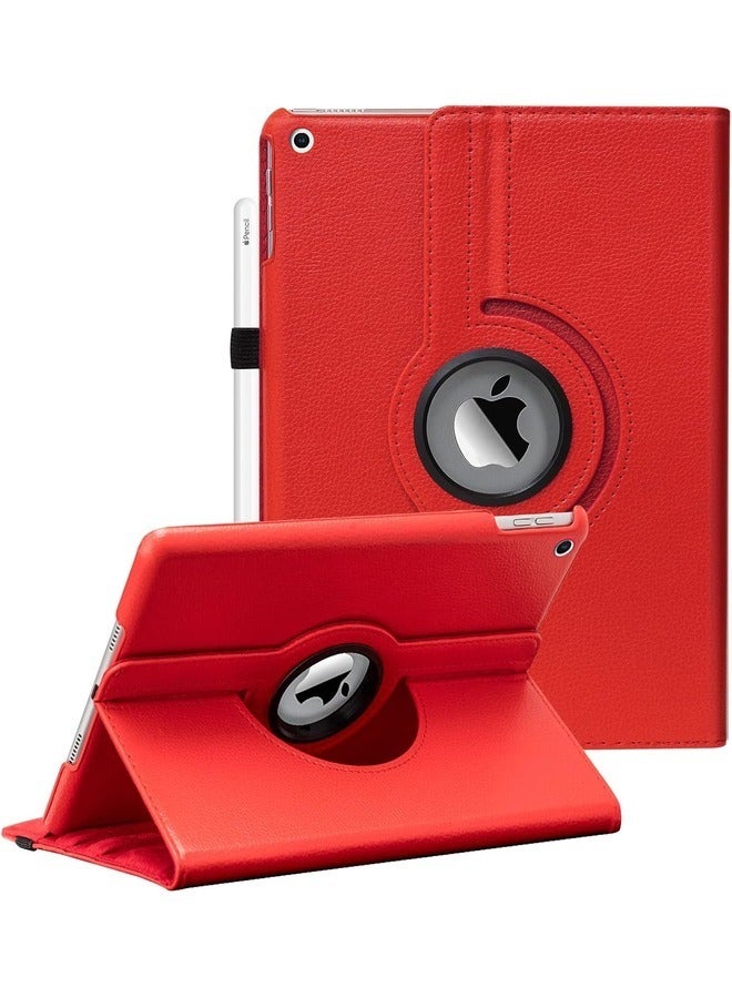 "360-Degree Rotating iPad Case for iPad 9.7” (2017/2018), iPad Air 2, and iPad Air – Auto Sleep/Wake Feature, Red"