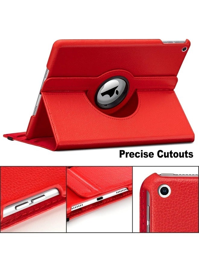 "360-Degree Rotating iPad Case for iPad 9.7” (2017/2018), iPad Air 2, and iPad Air – Auto Sleep/Wake Feature, Red"