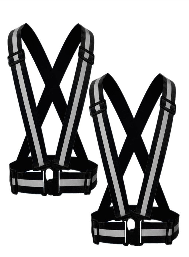 YUNLOVXEE Reflective Vest Running Gear 2 Pack Adjustable Safety High Visible Reflective Belt Straps for Night Running - Image 1
