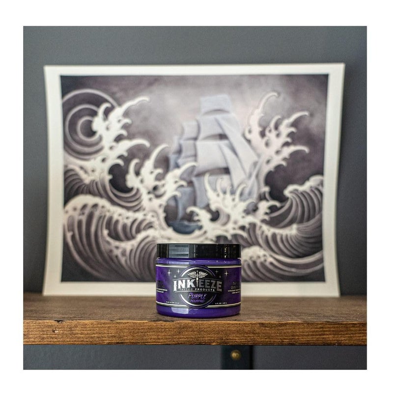 INK-EEZE Purple Tattoo Ointment for Artists and Aftercare, Essential Oils, Petroleum Free, Cruelty Free, Made in USA, Lavender, 6oz - Image 5
