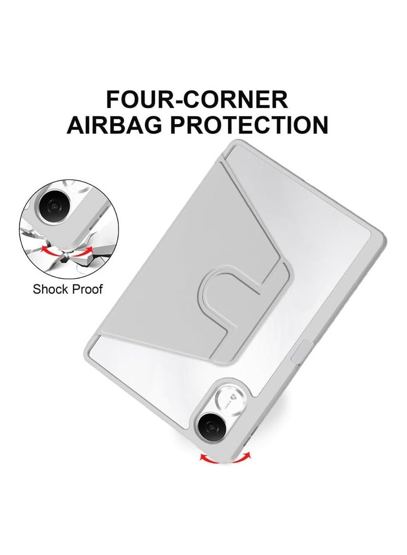 Case for Xiaomi Redmi Pad 2 11-inch 2025 Smart Tablet Leather Case with Auto Wake/Sleep, 360° Rotating Stand Cover Acrylic Clear Back Cover with Pencil Holder (Grey) - Image 5