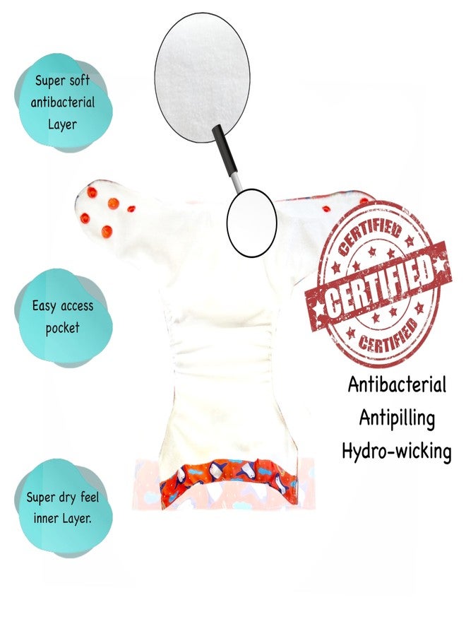 Dumbledo Premium Cloth Diaper with Cotton Insert (Pack of 6) | Dry Feel and Comfortable | Reusable & Washable | Adjustable Snaps | Worry-Free Diapering | 3 Months - 3 Years | Unisex Baby - Image 2