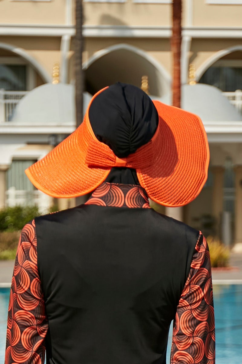 Remsa Mayo Remsa Swimsuit Remsa Bow Foldable Visor Straw Hat Sunscreen Visor Rş-78 Orange  - Image 3