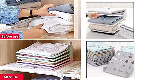 ONCARNIVAL ONCARNIVAL Oncaarnival PP Plastic 5 Pieces Closet Organizer Wardrobes Clothes Folder Rack Detachable Cabinet TShirt Organizer Easy Tray Clothes Folding Board  - Image 3